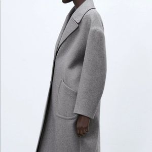 Gray Zara oversized wool coat